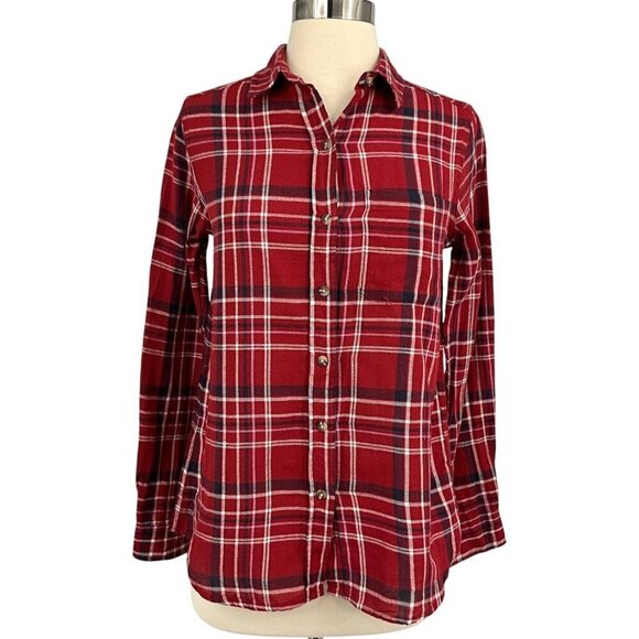 Marine Layer Tops - Marine Layer Abby Button Down Shirt Red Plaid Size S Long Sleeve Collared